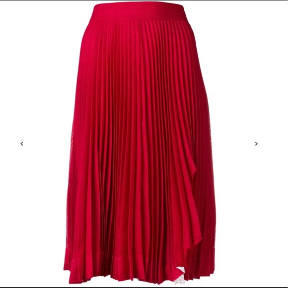 Calvin Klein 205W39nyc Pleated Red MIDI Skirt Farfetch